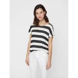 тениска,дамски,тениски,vero,moda,wide,stripe,short,sleeve,t,shirt,black,stripes,snow,white,(multicolor)