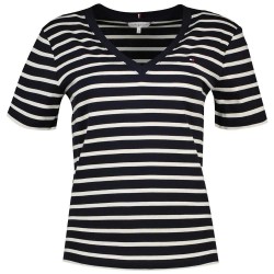 тениска,дамски,тениски,tommy,hilfiger,slim,cody,short,sleeve,v,neck,t,shirt,breton,stp,desert,sky,ecru,(pink)