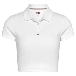 дънки,дамски,блузи,с,яка,tommy,jeans,crp,essential,rib,short,sleeve,polo,white