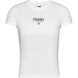 тениска,дамски,тениски,tommy,jeans,slim,essntl,logo,1,ext,short,sleeve,t,shirt,white,(white)