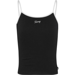 тениска,дамски,тениски,tommy,jeans,slim,script,binding,sleeveless,t,shirt,black