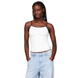 тениска,дамски,тениски,tommy,jeans,slim,script,binding,sleeveless,t,shirt,white,(white)