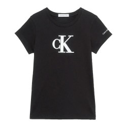 Тениска Calvin klein jeans Metallic Monogram Slim short sleeve T-shirt - Black (Black) тениска,детски,тениски,calvin,klein,jeans,metallic,monogram,slim,short,sleeve,t,shirt,black,(black)