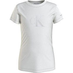 Тениска Calvin klein jeans Metallic Monogram Slim short sleeve T-shirt - White (Bright White) тениска,детски,тениски,calvin,klein,jeans,metallic,monogram,slim,short,sleeve,t,shirt,white,(bright,white)