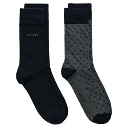 чорапи,мъжки,чорапи,gant,dot,and,solid,socks,2,pairs,blue,grey,(charcoal,melange)