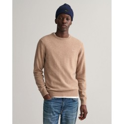 блуза,мъжки,пуловери,gant,superfine,lambswool,crew,neck,sweater,brown