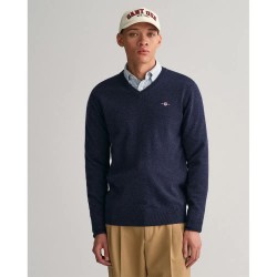 блуза,мъжки,пуловери,gant,superfine,lambswool,v,neck,sweater,dark,navy,melange,(blue)