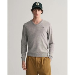 блуза,мъжки,пуловери,gant,superfine,lambswool,v,neck,sweater,grey,(grey,melange)