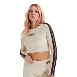 тениска,дамски,тениски,ellesse,elimena,cropped,long,sleeve,t,shirt,beige,(214)