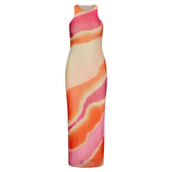 Рокля Jack & jones Elina Sl Slim Long Mesh JJXX sleeveless long dress - Multicolor (Bleached Apricot / Aop Big Wave) рокля,дамски,поли,и,рокли,jack,&,jones,elina,sl,slim,long,mesh,jjxx,sleeveless,long,dress,multicolor,(bleached,apricot,aop,big,w