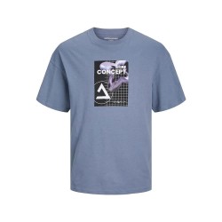 тениска,мъжки,тениски,jack,&,jones,flower,text,gc,short,sleeve,t,shirt,flint,stone,(blue)