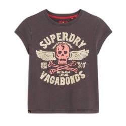 тениска,дамски,тениски,superdry,embellished,poster,cap,slv,short,sleeve,t,shirt,brown
