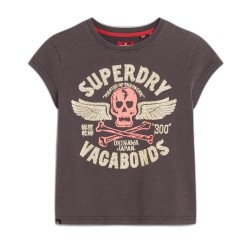 Тениска Superdry Embellished Poster Cap SLV short sleeve T-shirt - Black (Bison Black) тениска,дамски,тениски,superdry,embellished,poster,cap,slv,short,sleeve,t,shirt,black,(bison,black)