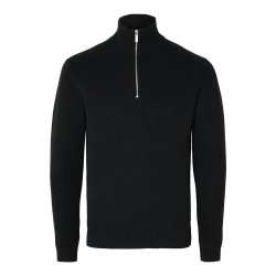 блуза,мъжки,пуловери,selected,dane,half,zip,sweater,black,(black)