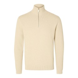 блуза,мъжки,пуловери,selected,dane,half,zip,sweater,oatmeal,(beige)