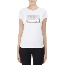 тениска,дамски,тениски,armani,exchange,8nytdl,short,sleeve,t,shirt,white,(white,ground,silve)
