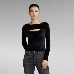 тениска,дамски,тениски,g,star,cut,out,long,sleeve,t,shirt,black