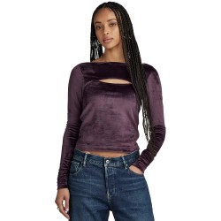 тениска,дамски,тениски,g,star,cut,out,long,sleeve,t,shirt,light,maze,(purple)