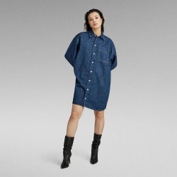 рокля,дамски,поли,и,рокли,g,star,d23675,d301,long,sleeve,short,dress,antique,waterfront,(blue)