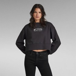 блуза,дамски,блузи,g,star,vintage,cropped,logo,loose,sweatshirt,shadow,(black)