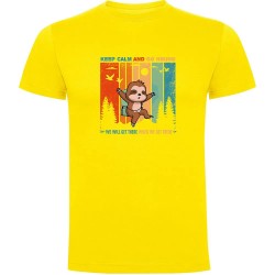 тениска,мъжки,тениски,kruskis,keep,calm,sloth,short,sleeve,t,shirt,yellow