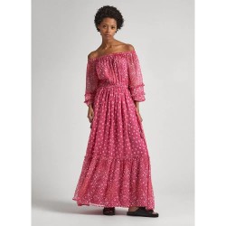 рокля,дамски,поли,и,рокли,pepe,jeans,marlene,long,sleeve,long,dress,pink