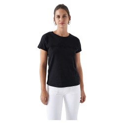 тениска,дамски,тениски,salsa,jeans,embroidered,branding,short,sleeve,t,shirt,black,(black)