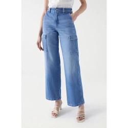 дънки,дамски,панталони,salsa,jeans,faith,cargo,pants,blue