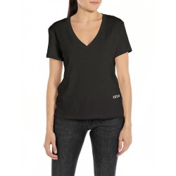 тениска,дамски,тениски,replay,w3084a.000.20994,short,sleeve,v,neck,t,shirt,black,(black)