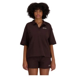 New balance Linear Heritage French Terry short sleeve polo - Brown (Black Coffee) дамски,блузи,с,яка,new,balance,linear,heritage,french,terry,short,sleeve,polo,brown,(black,coffee)