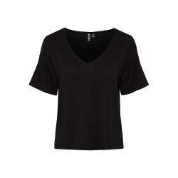 тениска,дамски,тениски,pieces,billo,oversized,short,sleeve,v,neck,t,shirt,black,(black,detail,black,lurex)