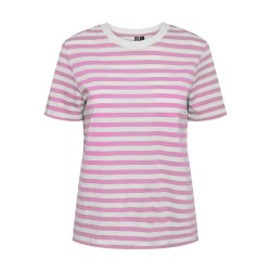 тениска,дамски,тениски,pieces,ria,short,sleeve,t,shirt,pastel,lavender,stripes,bright,white,(pink)