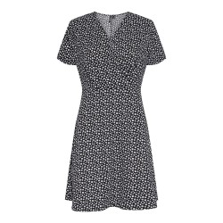 рокля,дамски,поли,и,рокли,pieces,sienna,short,sleeve,short,dress,multicolor,(black,aop,flower)