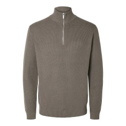 блуза,мъжки,пуловери,selected,dane,half,zip,sweater,morel,(grey)