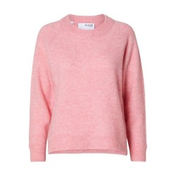 блуза,дамски,пуловери,дамски,плетени,дрехи,selected,lulu,sweater,peony,detail,melange,(pink)