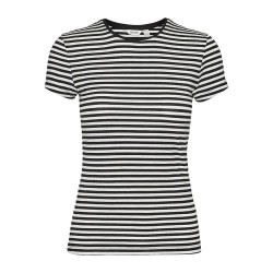 тениска,дамски,тениски,vero,moda,ines,fiona,short,sleeve,t,shirt,black,stripes,snow,white,(multicolor)