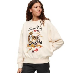 блуза,дамски,блузи,superdry,suika,embroidered,loose,sweatshirt,beige