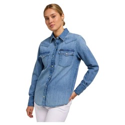 риза,с,дълъг,ръкав,дамски,блузи,дамски,ризи,lee,regular,western,long,sleeve,shirt,blue,(mt,range)