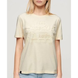 Тениска Superdry Embossed Vl Relaxed short sleeve T-shirt - Beige (Rice White) тениска,дамски,тениски,superdry,embossed,vl,relaxed,short,sleeve,t,shirt,beige,(rice,white)