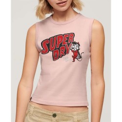 тениска,дамски,тениски,superdry,retro,embellished,sleeveless,t,shirt,somon,pink,marl,(pink)