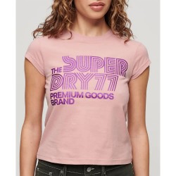 тениска,дамски,тениски,superdry,retro,glitter,logo,cap,short,sleeve,t,shirt,vintage,blush,pink,(pink)