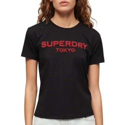 тениска,дамски,тениски,superdry,sport,luxe,graphic,fitted,short,sleeve,t,shirt,black,red,(black)