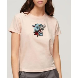 тениска,дамски,тениски,superdry,tattoo,embroidered,fitted,short,sleeve,t,shirt,beige,(peach,whip,pink)