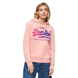 суичър,дамски,блузи,superdry,tonal,vl,graphic,hoodie,peach,pink,marl,(pink)
