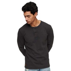 тениска,мъжки,тениски,superdry,waffle,henley,long,sleeve,t,shirt,washed,black,(black)