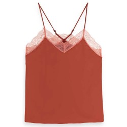 тениска,дамски,тениски,scotch,&,soda,satin,with,lace,detial,sleeveless,t,shirt,orange