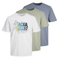 тениска,детски,тениски,jack,&,jones,map,summer,logo,short,sleeve,t,shirt,3,units,white,(desert,sage,pack,w,flintstone,and,white)