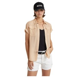 риза,с,къс,ръкав,дамски,блузи,дамски,ризи,g,star,military,button,down,short,sleeve,shirt,moonlight,(beige)
