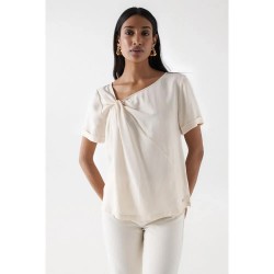 дънки,дамски,блузи,дамски,ризи,salsa,jeans,21008231,short,sleeve,blouse,beige