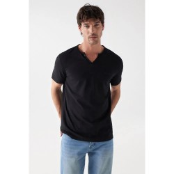 тениска,мъжки,тениски,salsa,jeans,new,basic,slim,fit,short,sleeve,v,neck,t,shirt,black,(black)